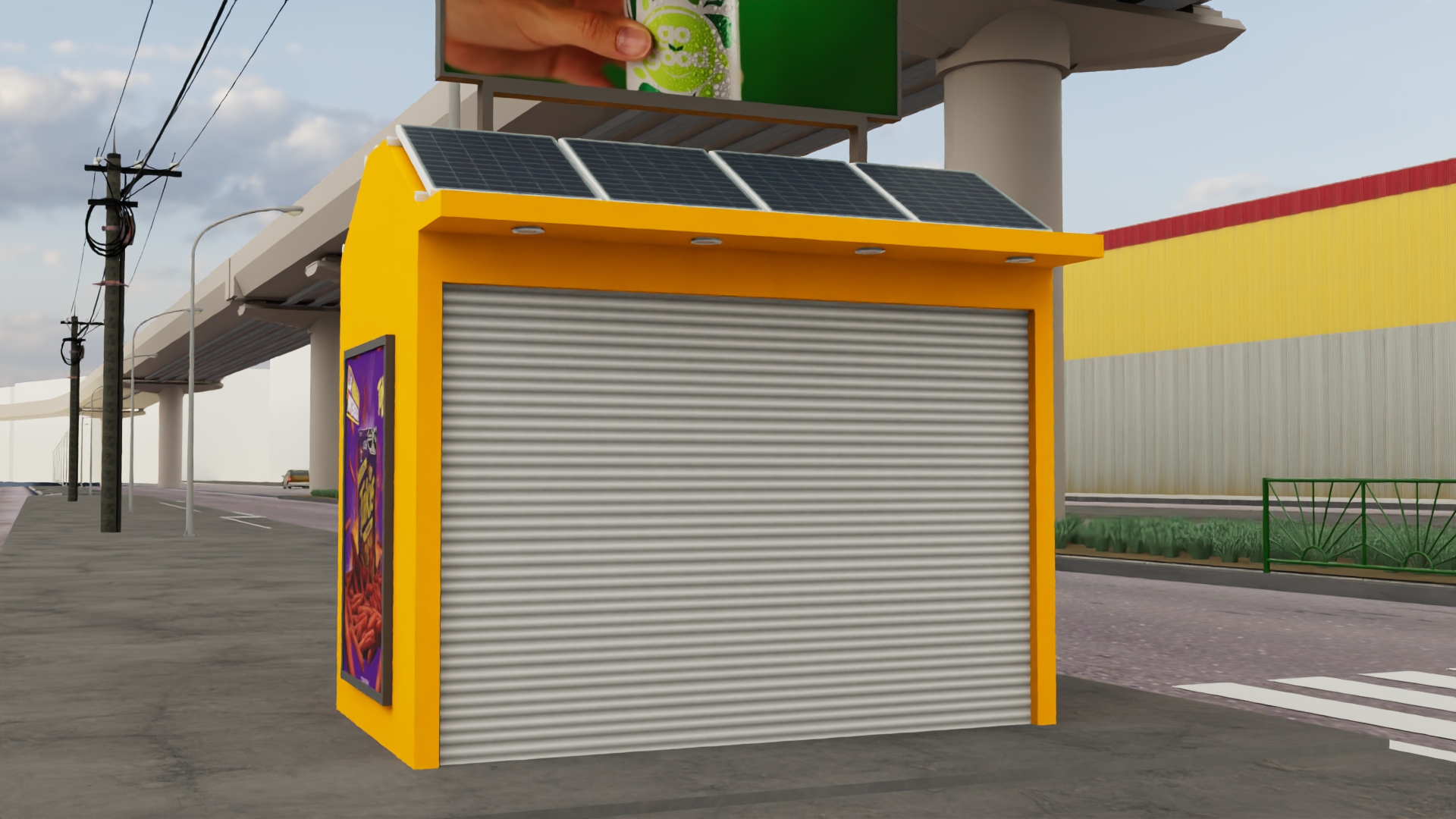 Vista panorámica exterior con transeúntes